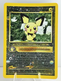 2001 Pokemon Black Star Promo #35 Pichu reverse foil holo Pokemon league LP/NM - Image 1