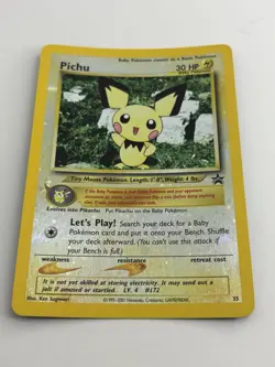 2001 Pokemon Black Star Promo #35 Pichu reverse foil holo Pokemon league LP/NM - Image 5