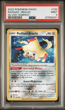 Pokemon TCG Radiant Jirachi Sword & Shield - Silver Tempest 120/195 Holo PSA 9 - Image 1