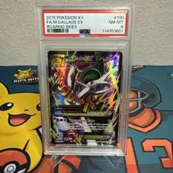 Pokemon 2015 XY Roaring Skies Full Art M Gallade EX #100 PSA 8 Mega - Image 1