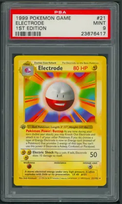 Pokemon 1st Edition Base Set Electrode 21/102 PSA 9 - Image 1