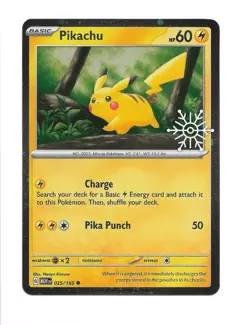 Pikachu 025/165 Pokemon Holiday Calendar Snowflake Stamped Holo - Pokemon TCG - Image 1