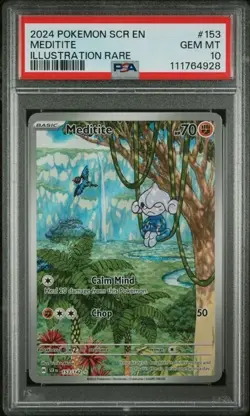 2024 Pokemon Stellar Crown #153 Meditite Illustration Rare PSA 10 GEM MINT - Image 1