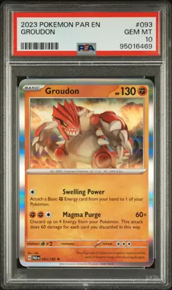 2023 POKEMON PARADOX RIFT PAR EN #093 GROUDON - PSA 10 POP 8 - Image 1