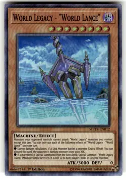 Yu-Gi-Oh Card - MP19-EN012 - WORLD LEGACY - WORLD LANCE (super rare holo) NM/M - Image 1