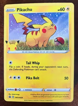 2020 Pikachu Tail Whip Pokemon Card Holographic Foil Unplayed Excellent - Image 1