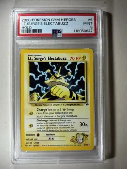 2000 Pokemon Gym Heroes Lt. Surge's Electabuzz Holo 6/132 #6 PSA 9 - Image 1