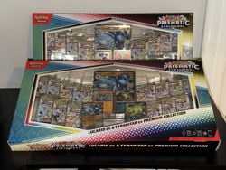 2 x Pokemon Prismatic Evolutions Lucario EX and Tyranitar EX Premium Collection - Image 1