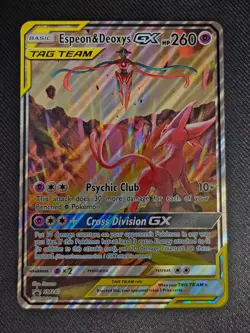 Pokemon TCG Espeon & Deoxys GX Tag Team Promo SM240 Pokemon Oversized Card - Image 1