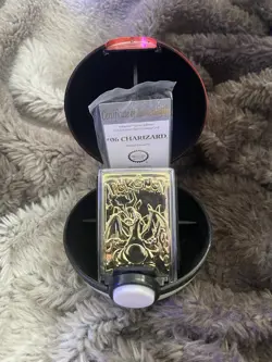 Pokemon Charizard 23k Gold Plated Trading Card & Pokeball Burger King BLUE BOX - Image 1