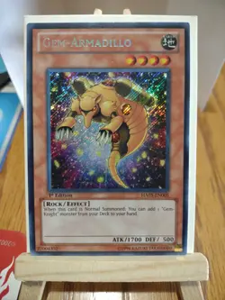 YuGiOh Card Gem-Armadillo HA05-EN005 1st Edition Secret Rare Hidden Arsenal TCG. - Image 1