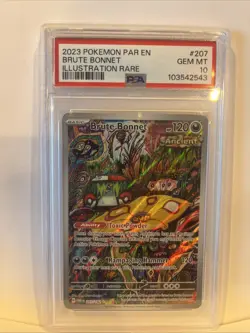 2023 POKEMON PARADOX RIFT ILLUSTRATION RARE #207 BRUTE BONNET PSA 10 (low Pop) - Image 1