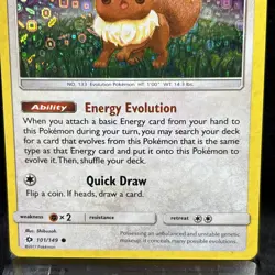 Eevee Sun & Moon Base Set 101/149 Cosmos Holo Pokemon TCG - Image 2
