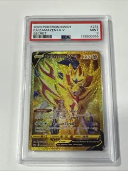 2020 Pokemon Sword & Shield Zamazenta V Full Art Gold Secret Rare 212/202 PSA 9 - Image 1