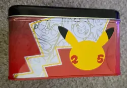**OPENED READ - Pokemon TCG 25th Anniversary Celebrations Collector's Chest Tin - Image 3
