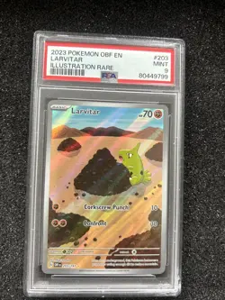 Larvitar Pokemon 203/197 Sv03: Obsidian Flames Holo Illustration Rare PSA 9 MINT - Image 1