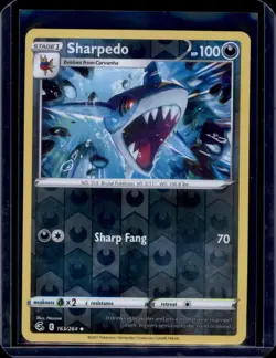 Sharpedo SWSH08: Fusion Strike Pokemon #163/264 Reverse Holo NM+ - Image 1