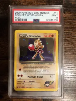 2000 POKEMON GYM HEROES HOLO #11 ROCKET'S HITMONCHAN PSA 9 - Image 1