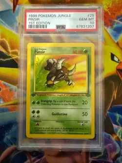 POKEMON 1999 1ST EDITION JUNGLE PINSIR #25 NON HOLO PSA GEM MINT 10 - Image 1