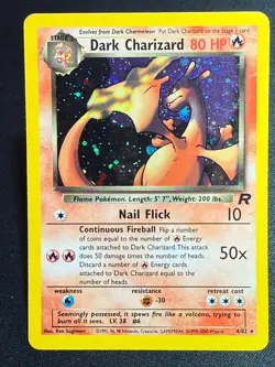 Dark Charizard Holo Pokemon Card Unlimited Team Rocket 4/82 Raw LP - Image 1