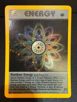 Rainbow Energy Holo Pokemon Card 1st Edition Team Rocket 17/82 Ungraded Raw LP+ - Image 1