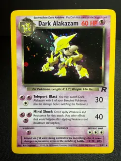Dark Alakazam Holo Pokemon Card Unlimited Team Rocket 1/82 Ungraded Raw LP+ - Image 1