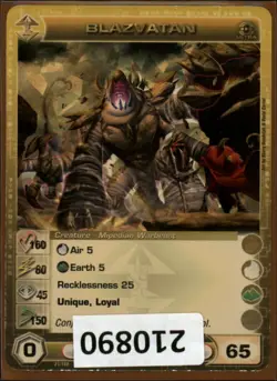 (210890) BLAZVATAN 160/80/45/150/65 (1 Max Stats) Ultra Rare Foil Chaotic Card - Image 1