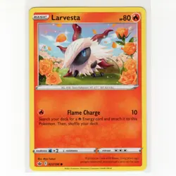 Pokemon TCG Larvesta 023/198 SWSH Chilling Reign Regular Common Card EN-NM 2021 - Image 1