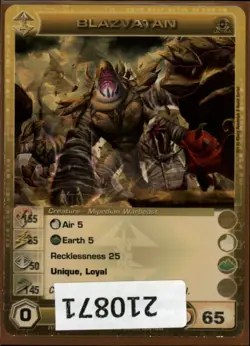 (210871) BLAZVATAN 155/85/50/145/65 (1 Max Stats) Ultra Rare Foil Chaotic Card - Image 1