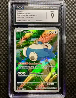 CGC 9 MINT Snorlax 051 Scarlet Violet 151 ETB Black Star Promo Pokemon - Image 1