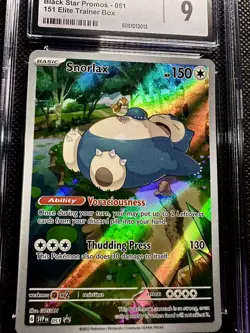CGC 9 MINT Snorlax 051 Scarlet Violet 151 ETB Black Star Promo Pokemon - Image 2