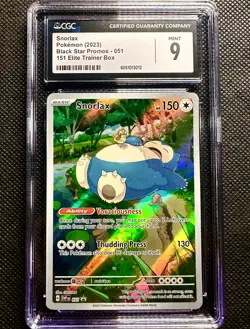 CGC 9 MINT Snorlax 051 Scarlet Violet 151 ETB Black Star Promo Pokemon - Image 4