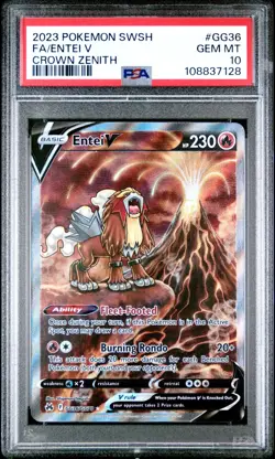 PSA 10 Entei V #GG36 Full Art 2023 Pokemon Swsh Crown Zenith Galarian Gallery - Image 1
