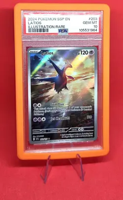 2024 POKEMON SSP EN-SURGING SPARKS ILLUSTRATION RARE #203 LATIOS PSA 10 - Image 1