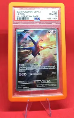 2024 POKEMON SSP EN-SURGING SPARKS ILLUSTRATION RARE #203 LATIOS PSA 10 - Image 3