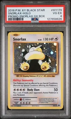 2016 POKEMON XY BLACK STAR PROMO #XY179 SNORLAX-HOLO PROMO-SNORLAX GX BOX - Image 1