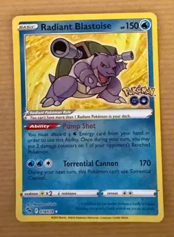 Radiant Blastoise - 018/078 - Pokemon GO - Holo Rare - Pokemon TCG NM/Mint - Image 1