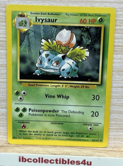 Ivysaur - 30/102 - Base Set - Unlimited - Vintage - Pokemon Card - WOTC - NM - Image 1