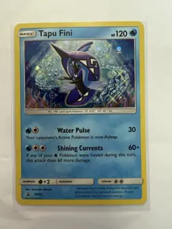 Pokemon Sun & Moon Black Star Promo Card Tapu Fini SM92 Holo TCG - Image 1