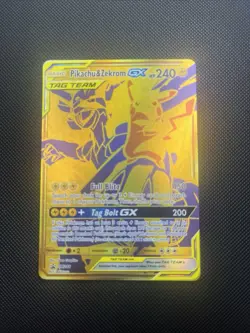 Pokemon Pikachu & Zekrom GX TCG Sun & Moon SM248 Holo Gold Promo Card - Image 1