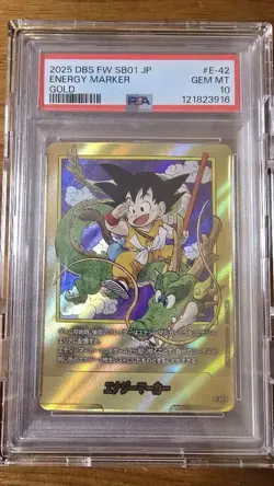 Dragon Ball Energy Marker Gold Volume 1 E-42 PSA10 Fusion World Bandai Card - Image 1