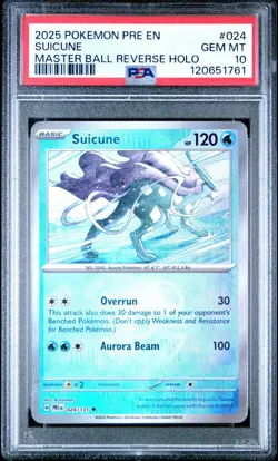 PSA 10 Suicune 024/131 Master Ball Holo Prismatic Evolutions Pokemon Card GEM - Image 1