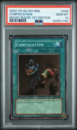 PSA 10 Confiscation MRL-038 1st Edition Super Rare Yugioh Card Magic Ruler 2002 - Image 1