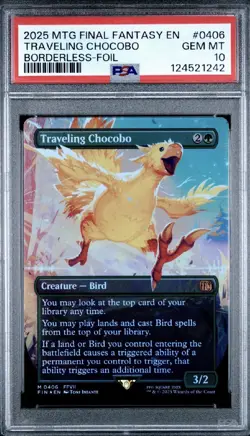 Traveling Chocobo Borderless Foil M 0406 PSA 10 MTG Final Fantasy - Image 1