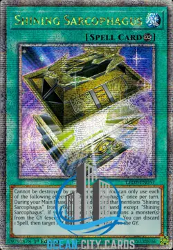 Yugioh Shining Sarcophagus LEDE-EN051 Quarter Century Rare 1st Edition - Image 1