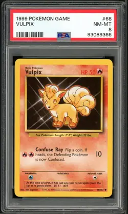 PSA 8 Base Set Unlimited Vulpix 68/102 "HP" ERROR Pokemon Cards 1999🔥 - Image 1