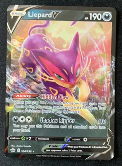 Liepard V 104/198 Chilling Reign Ultra Rare Holo Pokemon TCG Card NM - Image 1