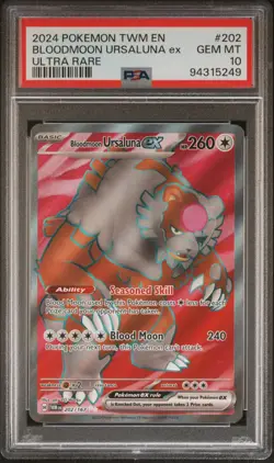 PSA 10 Bloodmoon Ursaluna ex 202/167 Twilight Masquerade TWM Pokemon Card - Image 1