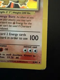 Pokemon Card Charizard 4/102 Set Base rara Holo Unlimited Nintendo Vintage #2 - Image 5