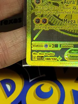 Mega Lucario EX Gold Rare Pokemon Card 188/132 Me01 Mega Evolution 2025 Nintendo - Image 5